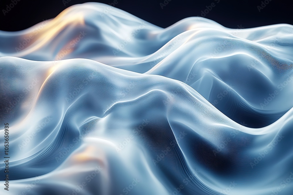 Obraz premium Abstract blue and white wavy pattern with highlights.