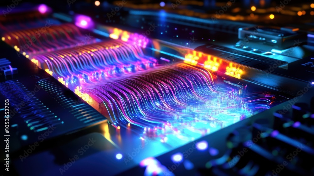An illuminated quantum processor with flowing data represented as light