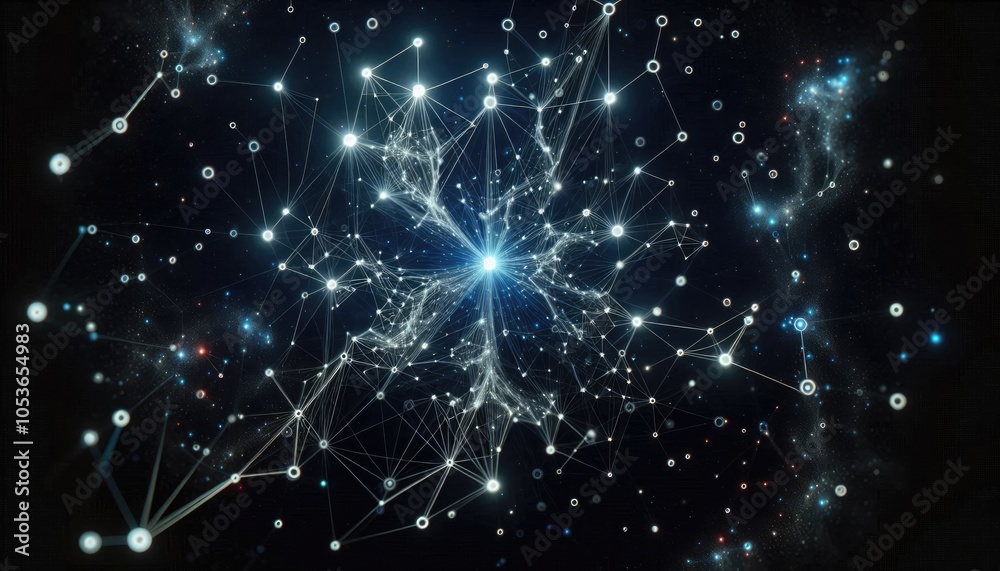 Neural Network Constellation - Deep Learning Model and AI Nodes Connected by Star Paths, Futuristic Abstract AI Design, No People Neural Network Constellation - Deep Learning Model and AI Nodes Connected by Star Paths, Futuristic Abstract AI Design, No People