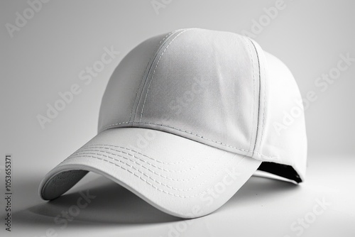 Close-up view of a plain cap mockup with a clean and minimalistic design, displayed on a white background