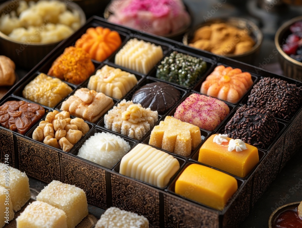 Assorted box of traditional indian sweets and delicacies Assorted box of traditional indian sweets and delicacies