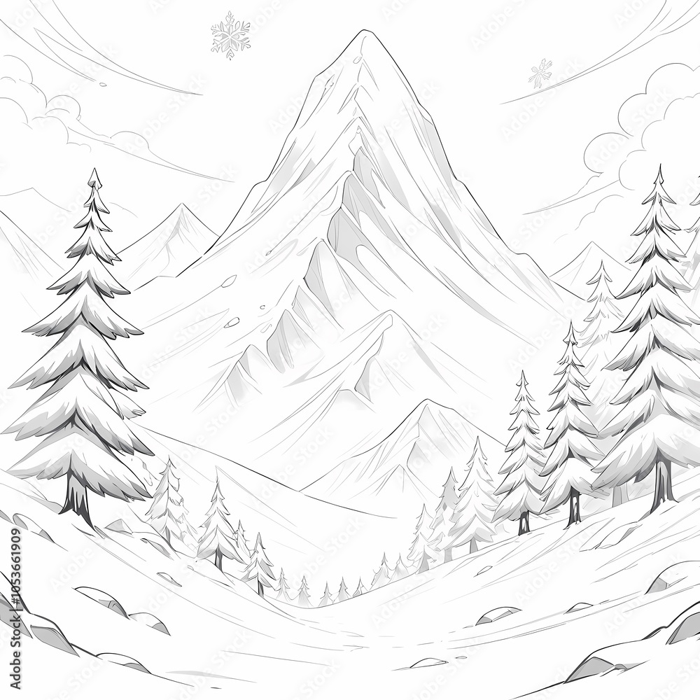 Obraz premium draw lines art trees