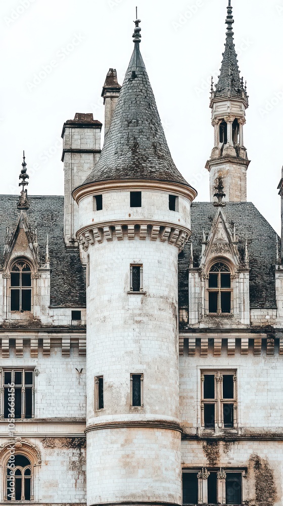 A historic castle with a tall tower and intricate architectural details. A historic castle with a tall tower and intricate architectural details.