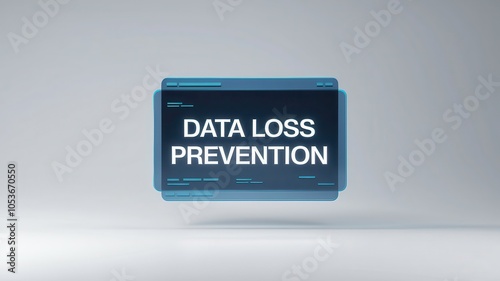 Digital data loss prevention system interface with warning message and dashboard on a computer or mobile device screen  Concept of technology cyber security information protection