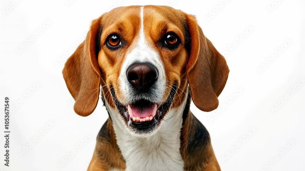 A cheerful beagle isolated on white background A cheerful beagle isolated on white background