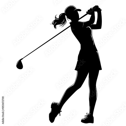 Female golf player silhouette vector