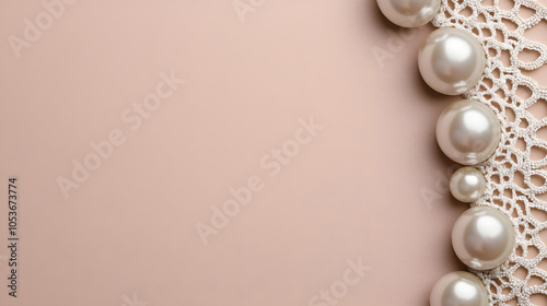 Elegant White Pearls on Lace Fabric - Romantic Background