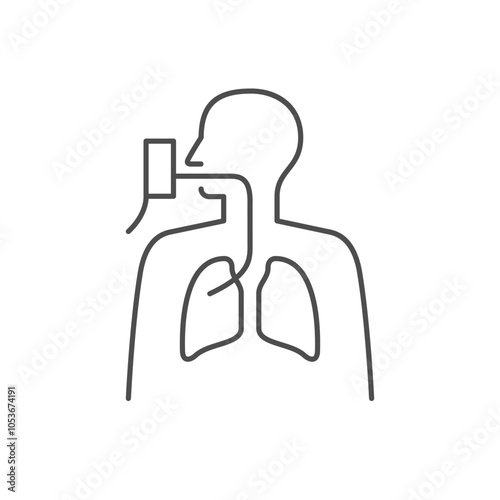 Bronchoscopy procedure line outline icon