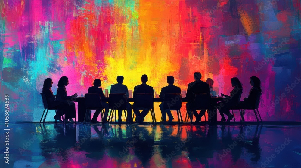 Obraz premium Silhouettes Meeting.