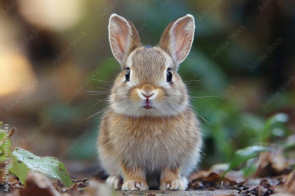 Obraz premium A Curious Baby Rabbit with Large Ears and Whiskers