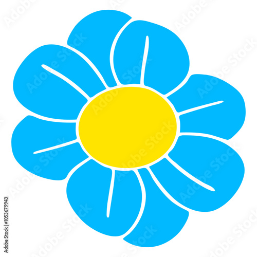 Blue Yellow Flower Cartoon Comic Design Happy Small Pretty Leaf Beautiful Green Plant Blooming Nature Lover Flowers Gardening Gardeners Thumb Garden Hobby Blooms Blossoms Gardener Leisure Summer