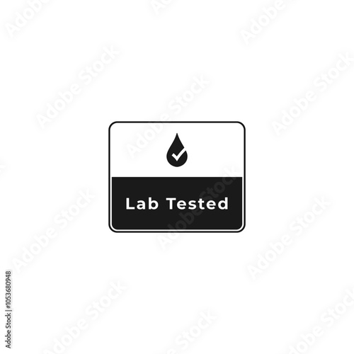 Lab tested label vector for product design element. Simple lab tested label for product packaging. Best lab tested sign for cosmetic or health product packaging design element.