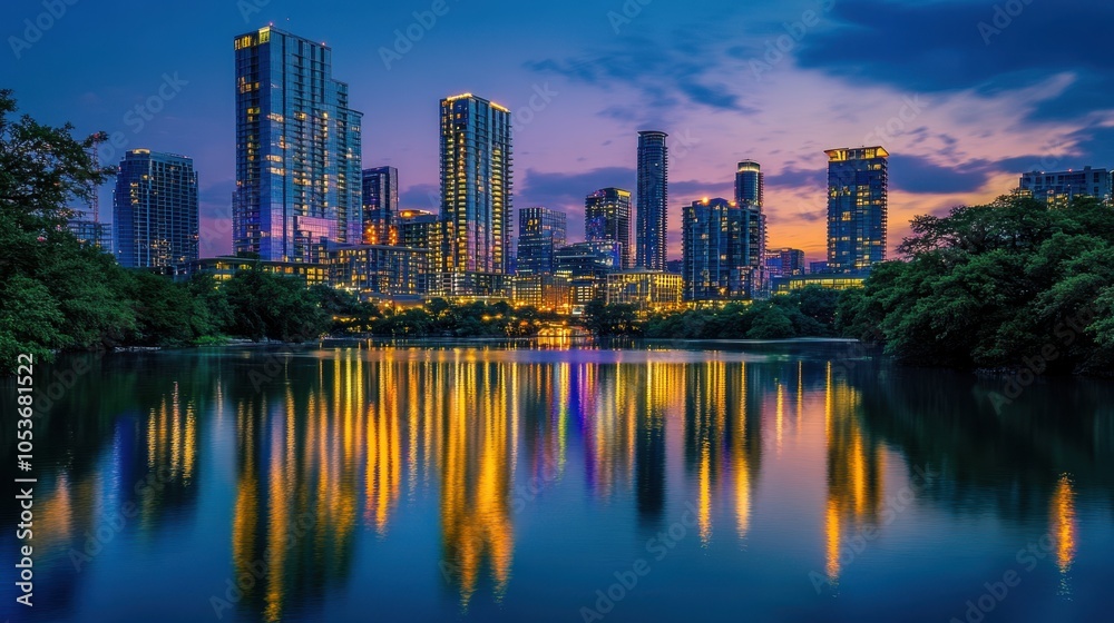 Fototapeta premium The City Skyline at Dusk