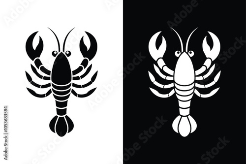 Lobster black lineout icon isolated on white background.