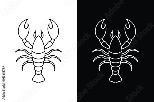 Lobster black lineout icon isolated on white background.