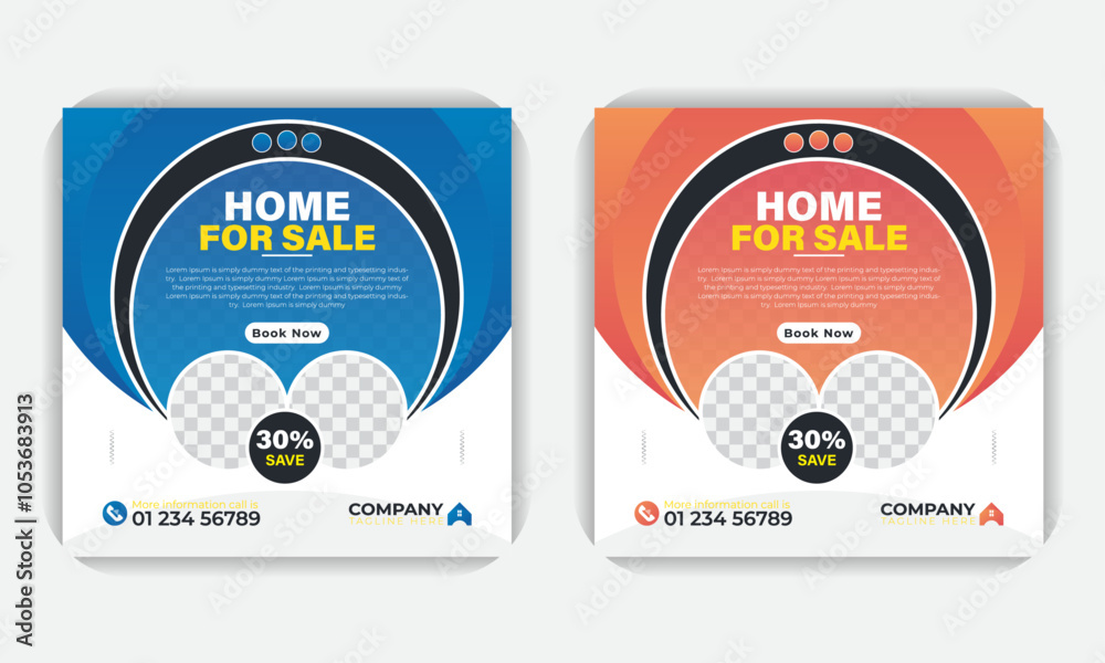 Obraz premium Luxury, unique, professional property sale social media post banner design template 