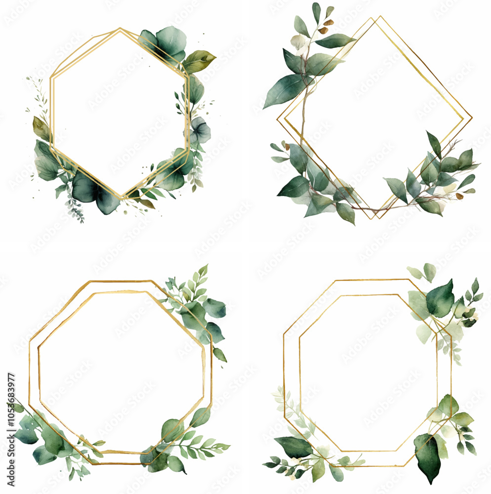 Fototapeta premium invitation wedding floral invitation wedding greenery invitation wedding modern vector set