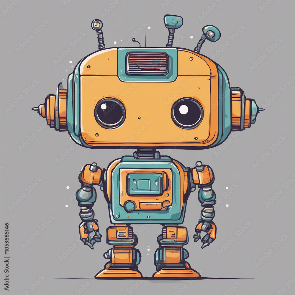 Fototapeta premium cute robot illustration background