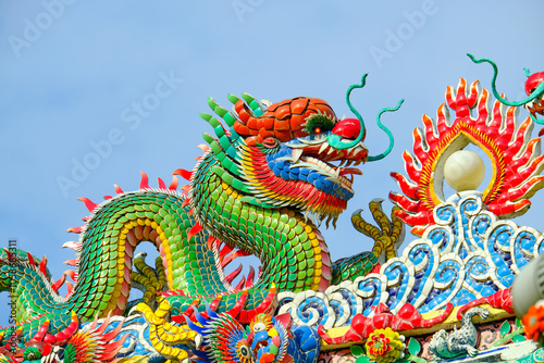 Chinese Dragon On China Temple Roof. Roof Decoration of Ancient chinese architecture