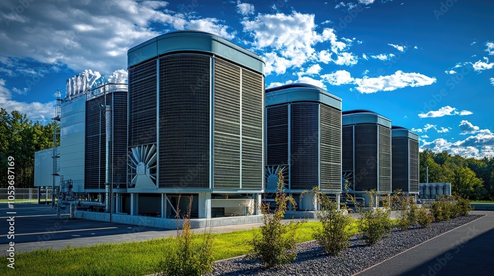 Industrial air conditioning units. Perfect for showing the scale of an industrial building or for illustrating HVAC systems. Industrial air conditioning units. Perfect for showing the scale of an industrial building or for illustrating HVAC systems.