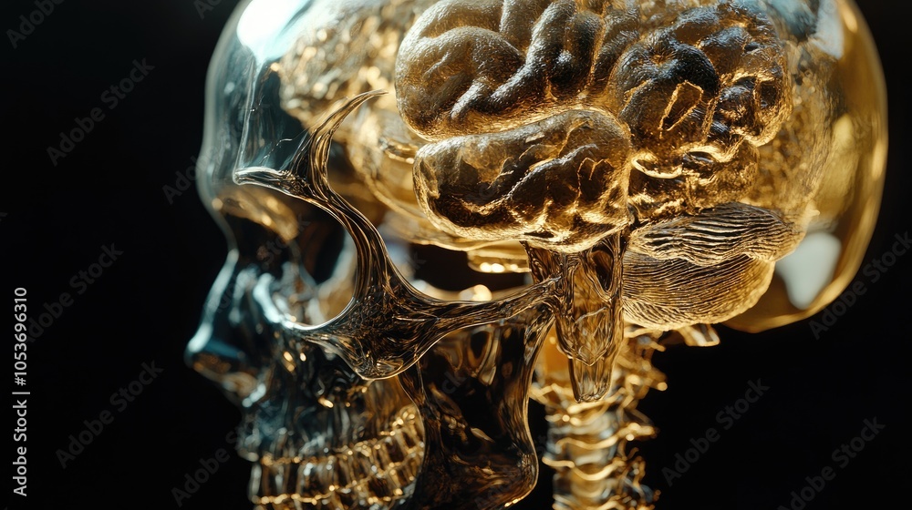 Fototapeta premium Medical scan of head, detailed cranial anatomy, 3D illustration