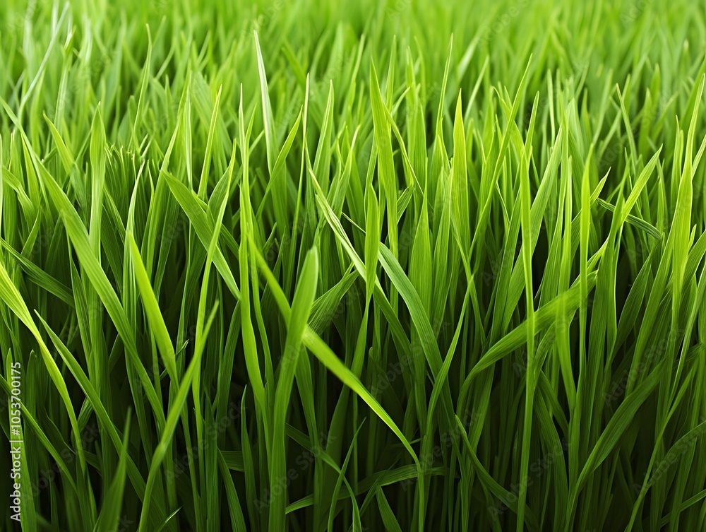 Obraz premium Lush green grass blades creating a vibrant, natural landscape.