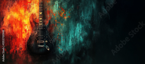 vintage grunge band rock and roll show concert banner ad template. AI generative.