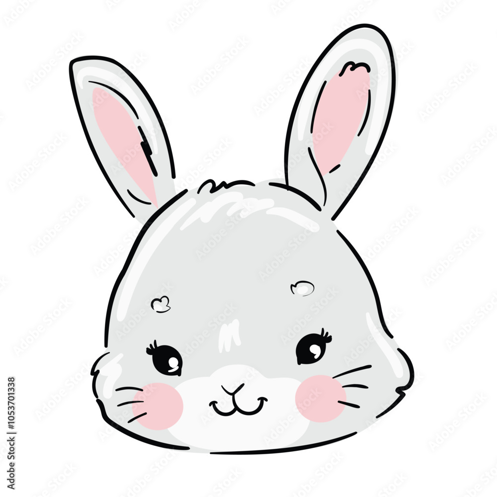 Fototapeta premium Hand Drawn Cute Bunny Print design rabbit. Children Print on t-shirt. Vector