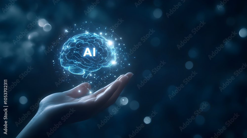 Glowing digital brain sparking with power and innovation Glowing digital brain sparking with power and innovation