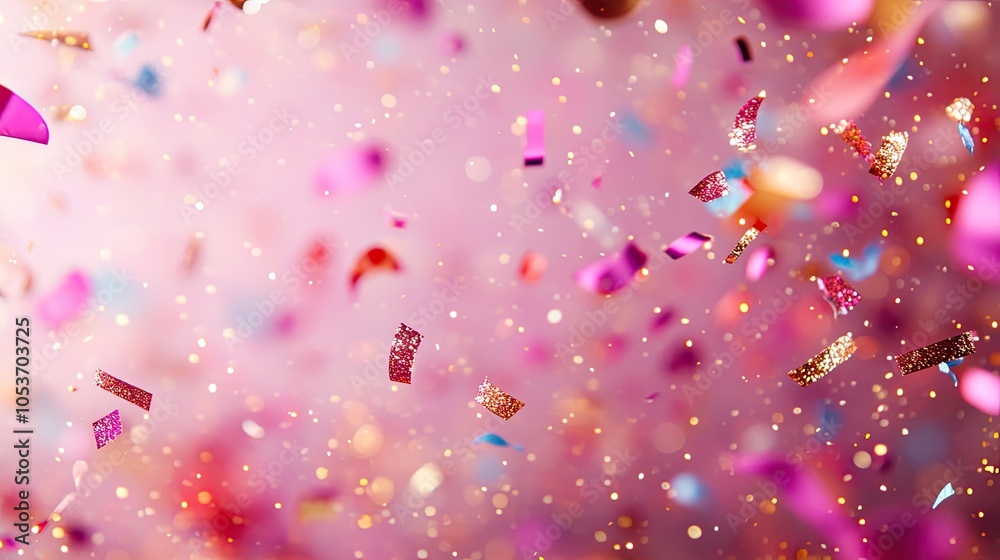 Pink background with confetti falling. Perfect for celebratory backgrounds and events. Pink background with confetti falling. Perfect for celebratory backgrounds and events.