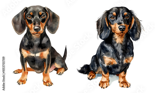 DACHSHUND dog, watercolor clipart illustration with isolated background. photo