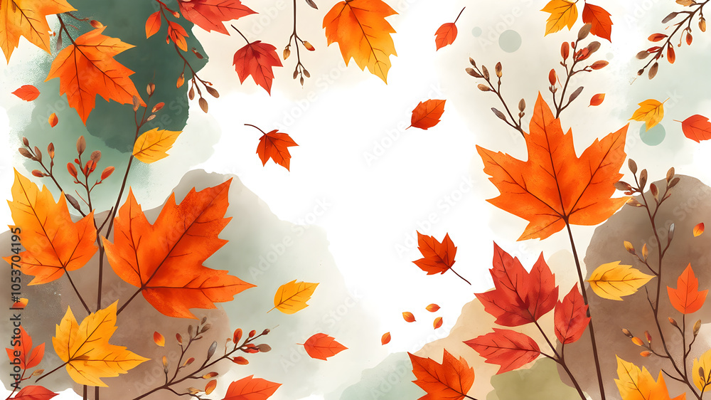 Obraz premium Autumn landscape, background with autumn leaves. AI generated image, ai.