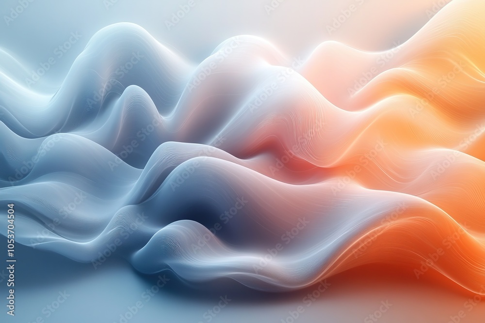 Fototapeta premium Abstract wavy background with blue and orange gradient.