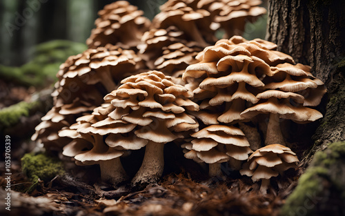 Detailed shot of maitake mushroom