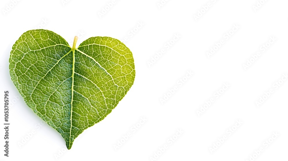 Eco-Friendly Heart-Shaped Leaf Symbolizing Love for Nature on Clean White Background Eco-Friendly Heart-Shaped Leaf Symbolizing Love for Nature on Clean White Background
