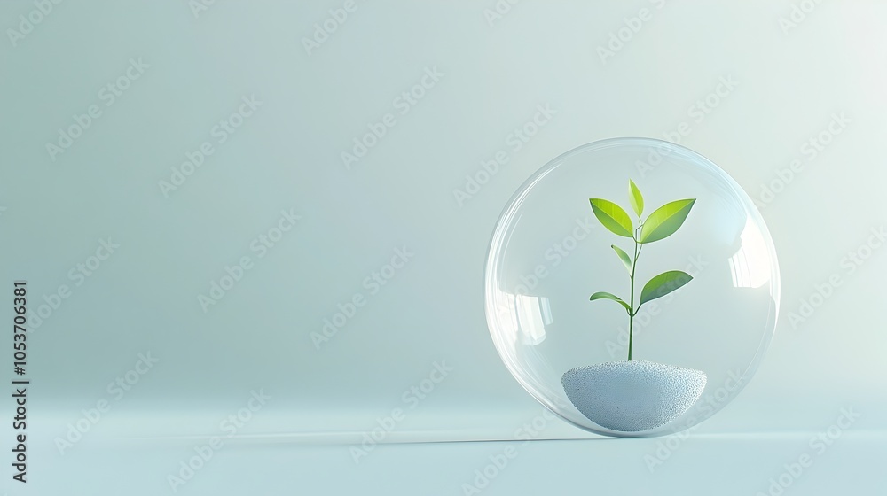 Bubble with Tiny Plant Inside - Symbol of Growth and Sustainability Bubble with Tiny Plant Inside - Symbol of Growth and Sustainability