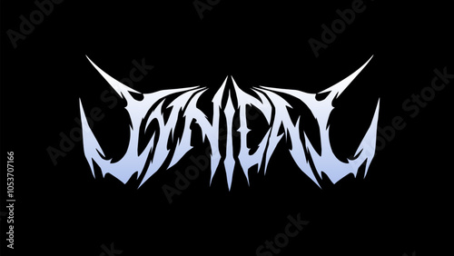 Cynical, typographic logo of the word in a sharp, spiked, and symmetrical style with a dark, intense vibe. Ideal for metal and alternative designs