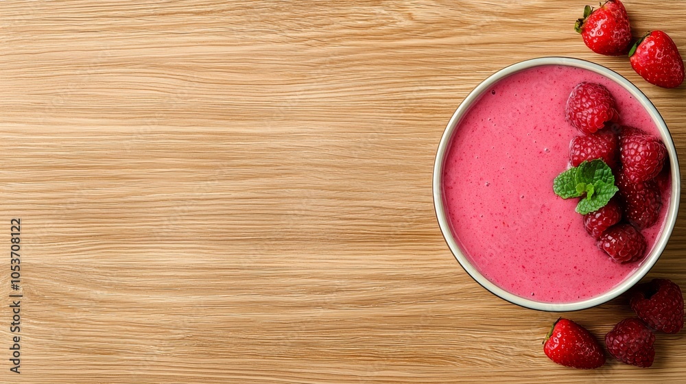 Nourishing Holistic Success - Vibrant Healthy Smoothie Bowl on Wooden Table Nourishing Holistic Success - Vibrant Healthy Smoothie Bowl on Wooden Table