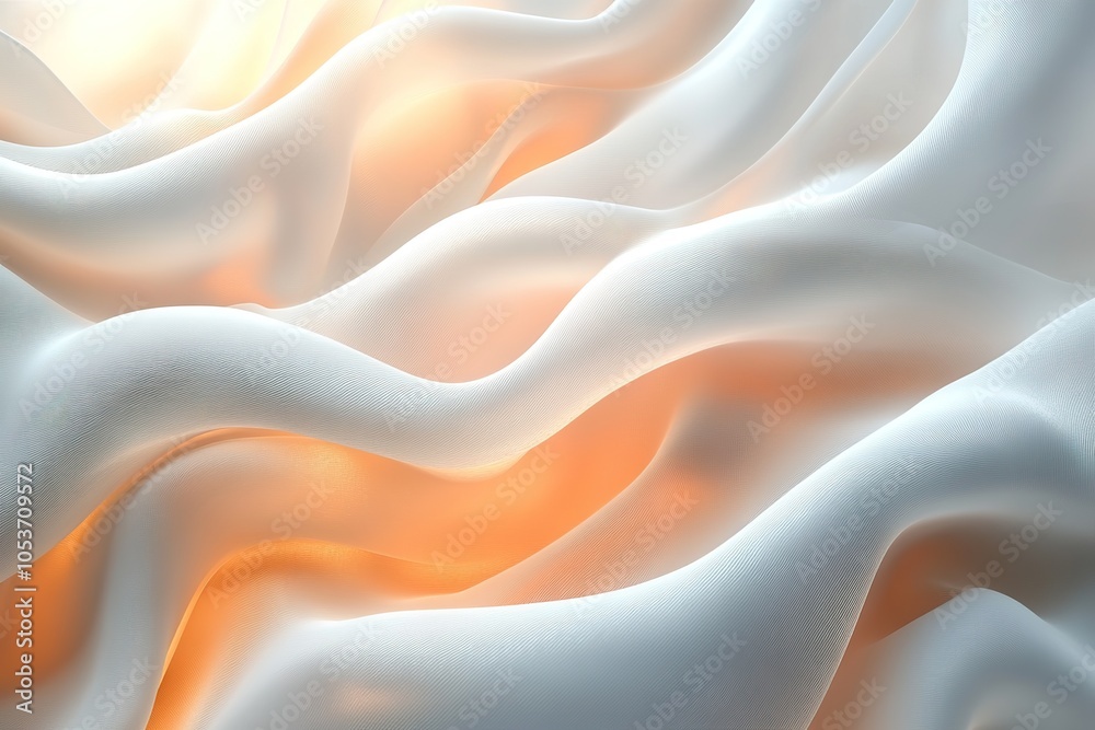 Obraz premium Smooth white fabric with soft, flowing waves illuminated by warm light.