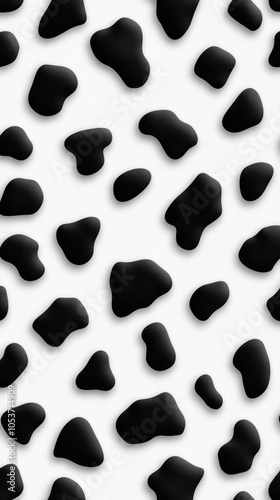 Close-up of a textured black and white cowhide pattern showcasing rich detail and an animal-like aesthetic