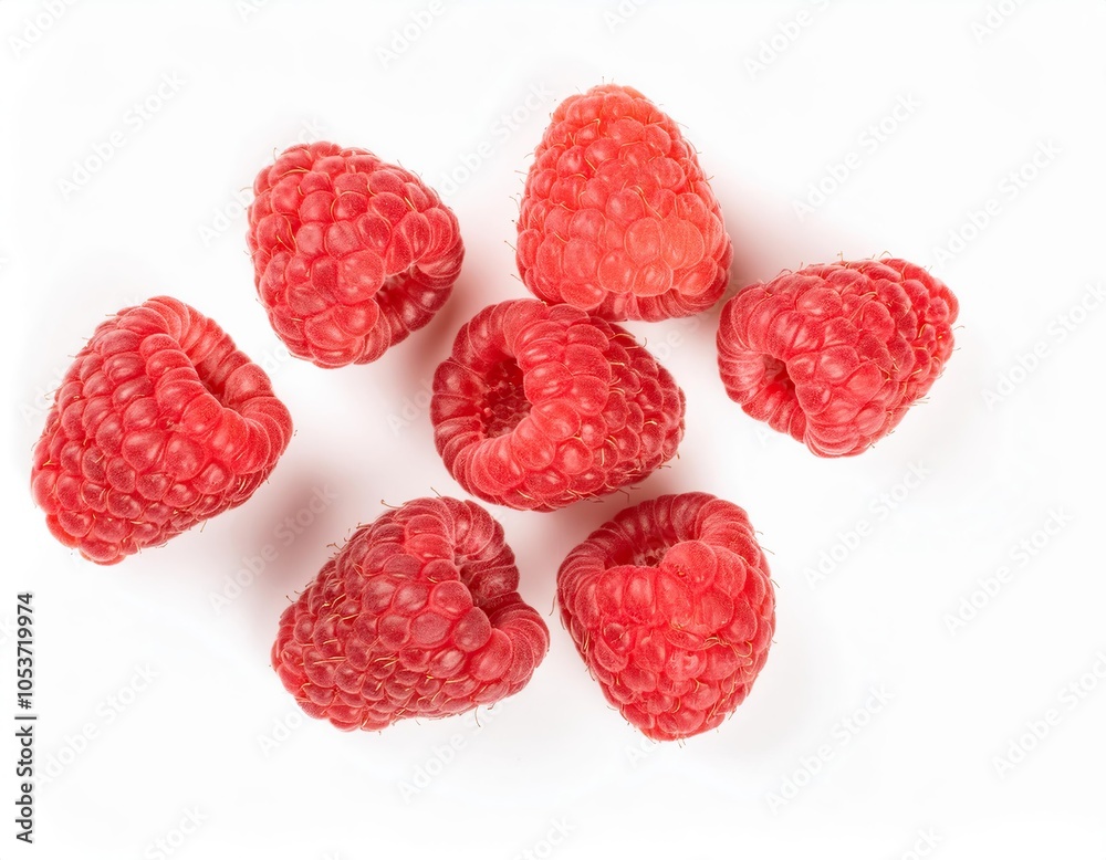 Fresh raspberries lying on white background Fresh raspberries lying on white background