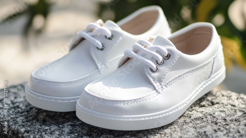 Elegant white formal boy shoes.