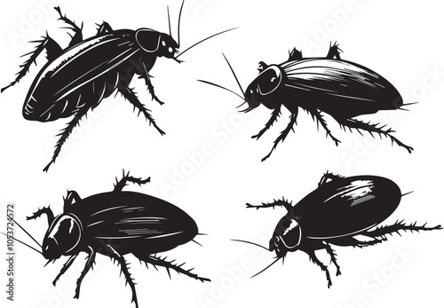 Set cockroach. Hand drawn vector illustration	