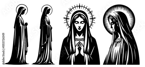 Our Lady Virgin Mary Madonn black vector