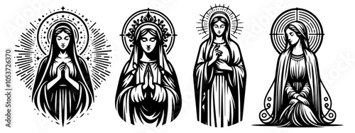 Our Lady Virgin Mary Madonn black vector