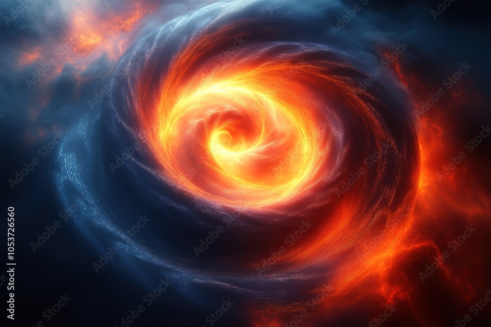 Obraz premium A swirling vortex of fire and smoke in the sky.