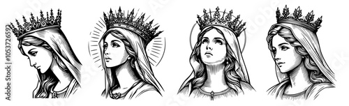 Our Lady Virgin Mary Madonna with crowns in various poses