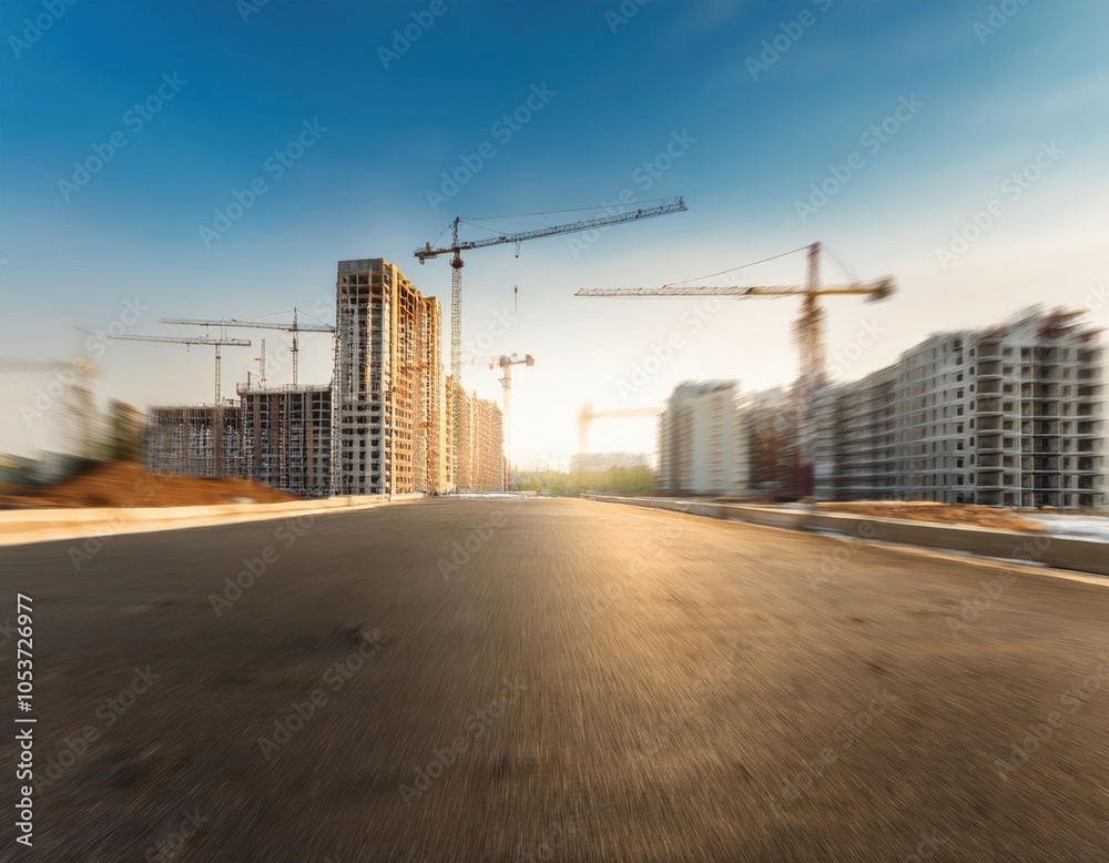 construction site with crane, construction with cranes construction site with crane, construction with cranes