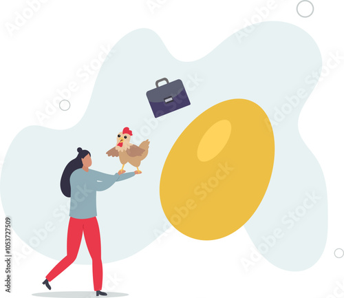 Golden egg, precious high return investment or success retirement planning with dividend concept.flat characters.