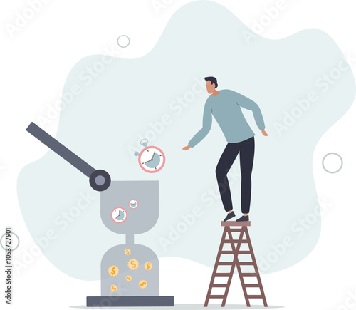 wisely allocating time concept of completing tasks.flat characters.